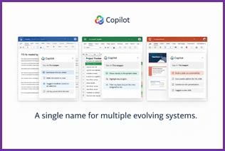 Illustration of Microsoft Copilot branding across products